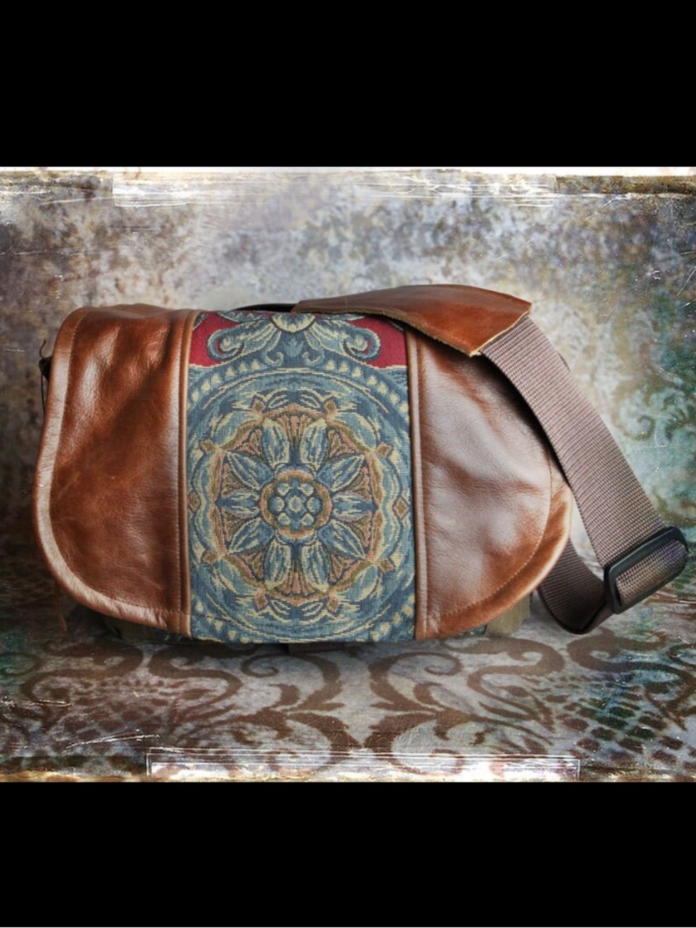 Leather and Tapestry Camera Bag